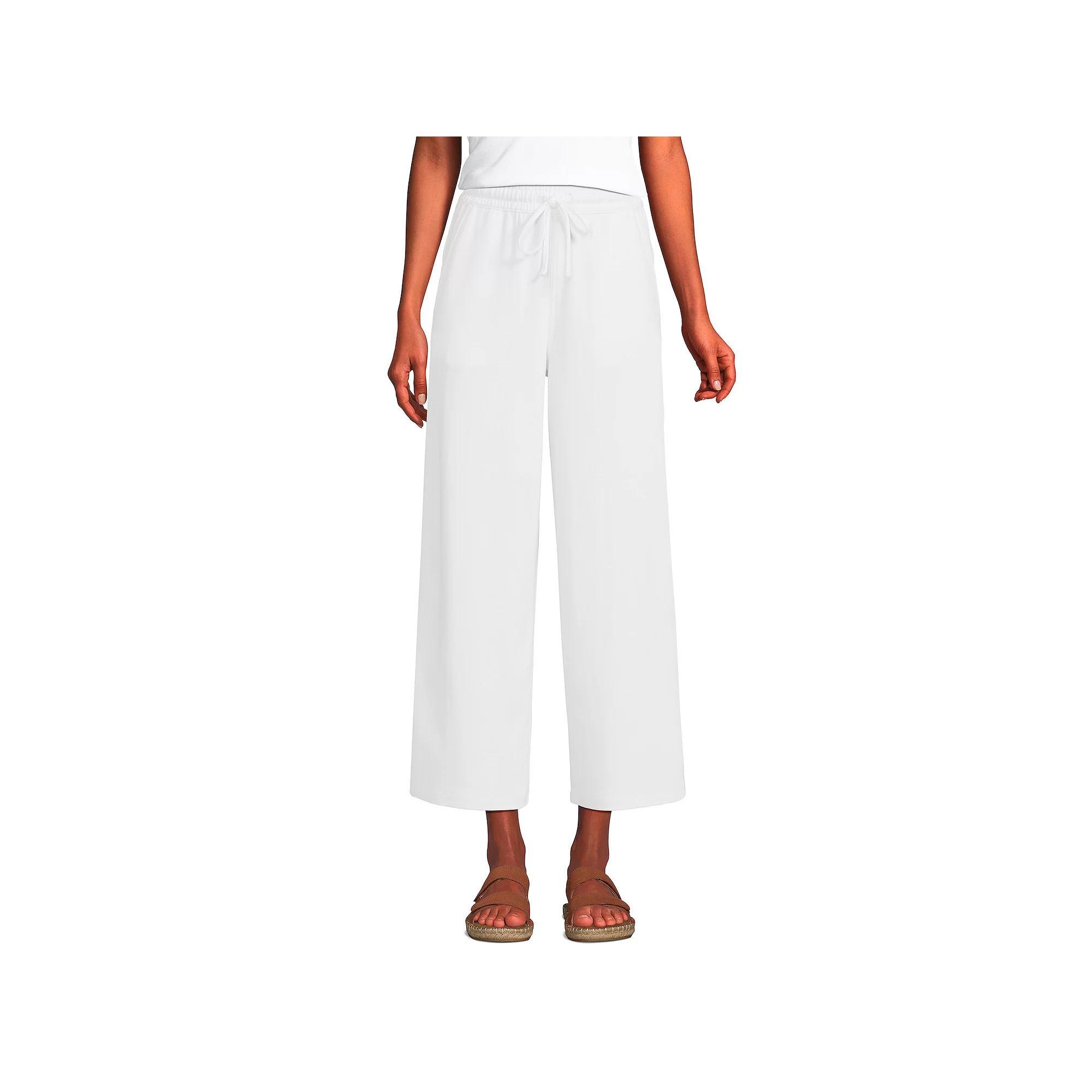 Petite Lands' End Sport Pull-On Drawstring Wide Leg Crop Pants, Women's, Size: XS Petite, Radiant Blue Product Image