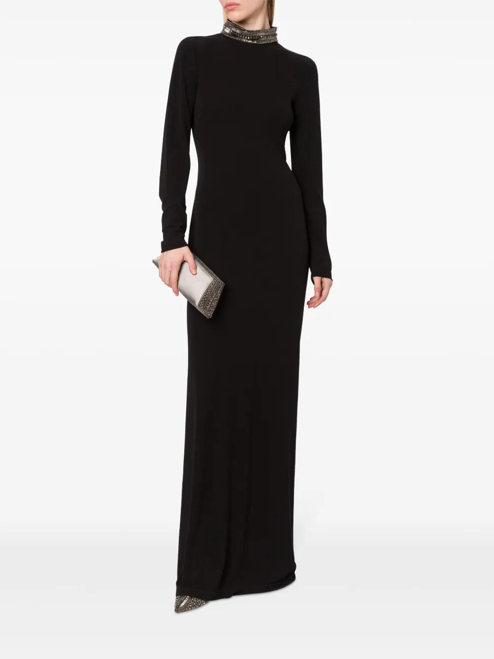 ALBERTA FERRETTI Crystal-embellished Crepe Gown In Black Product Image