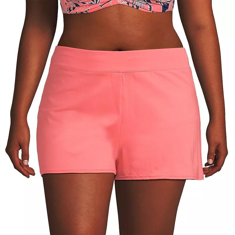 Plus Size Lands' End Chlorine-Resistant Smoothing Control Swim Shorts, Women's, Size: 18 W, Deep  Blue Product Image
