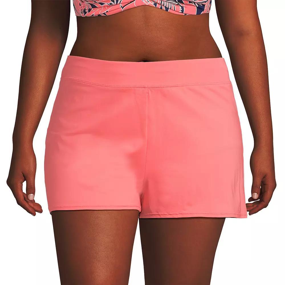 Plus Size Lands' End Chlorine-Resistant Smoothing Control Swim Shorts, Women's, Size: 18 W, Deep  Blue Product Image