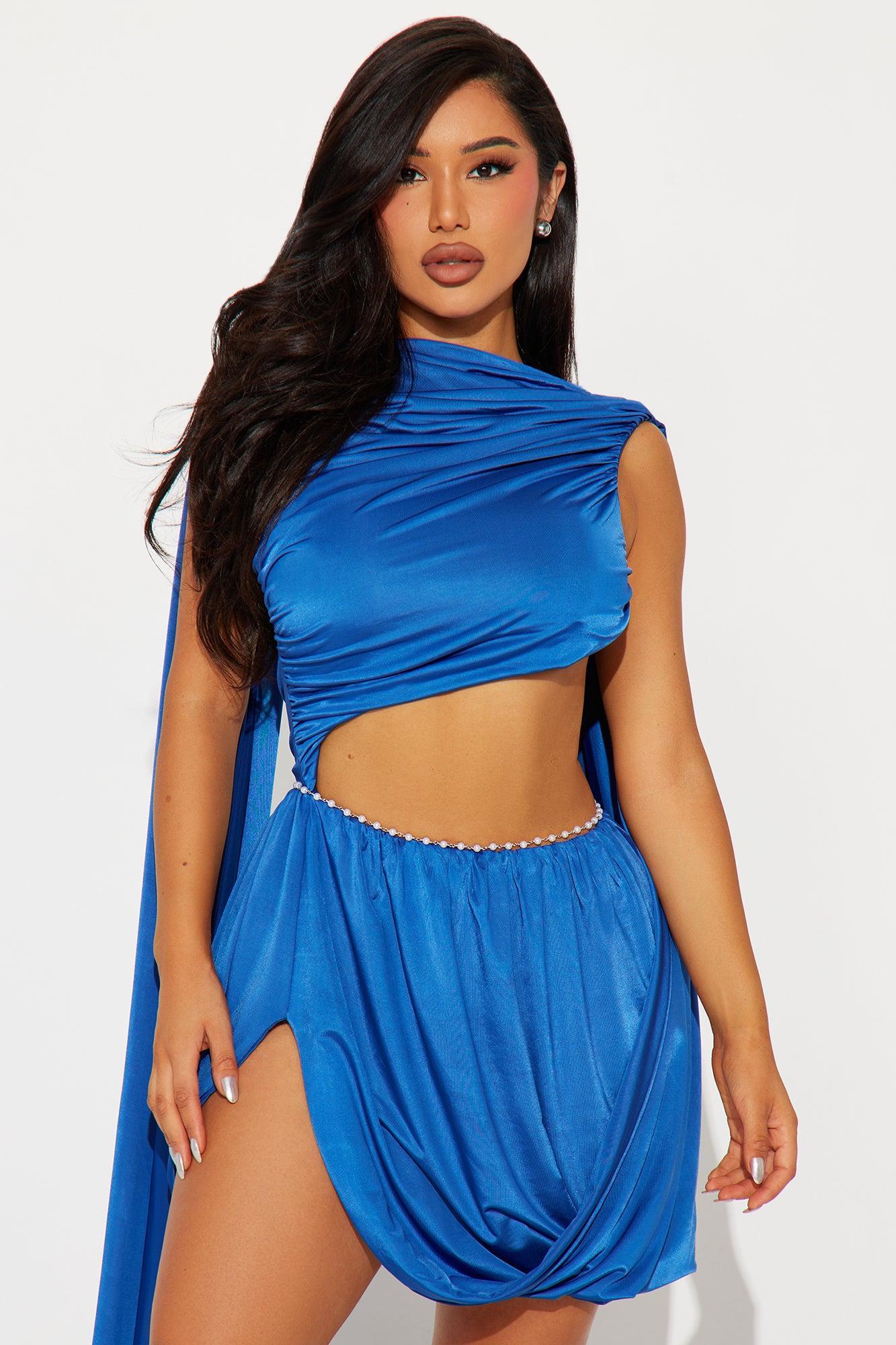 Rita Draped Mini Dress - Royal Product Image
