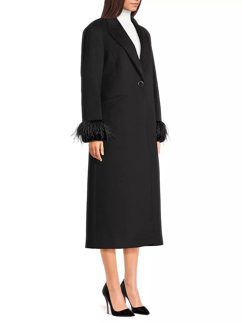 Wool-Blend Faux-Feather-Trim Coat Product Image