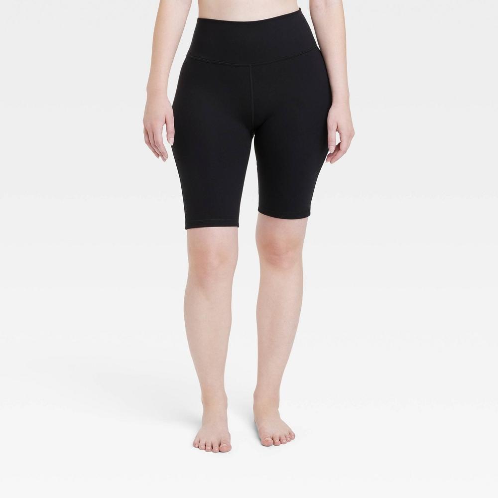 Womens Brushed Sculpt High-Rise Bike Shorts 10 - All In Motion Black XS: Moisture Wicking, Quick Dry, UPF 50+, Hidden Pocket Product Image