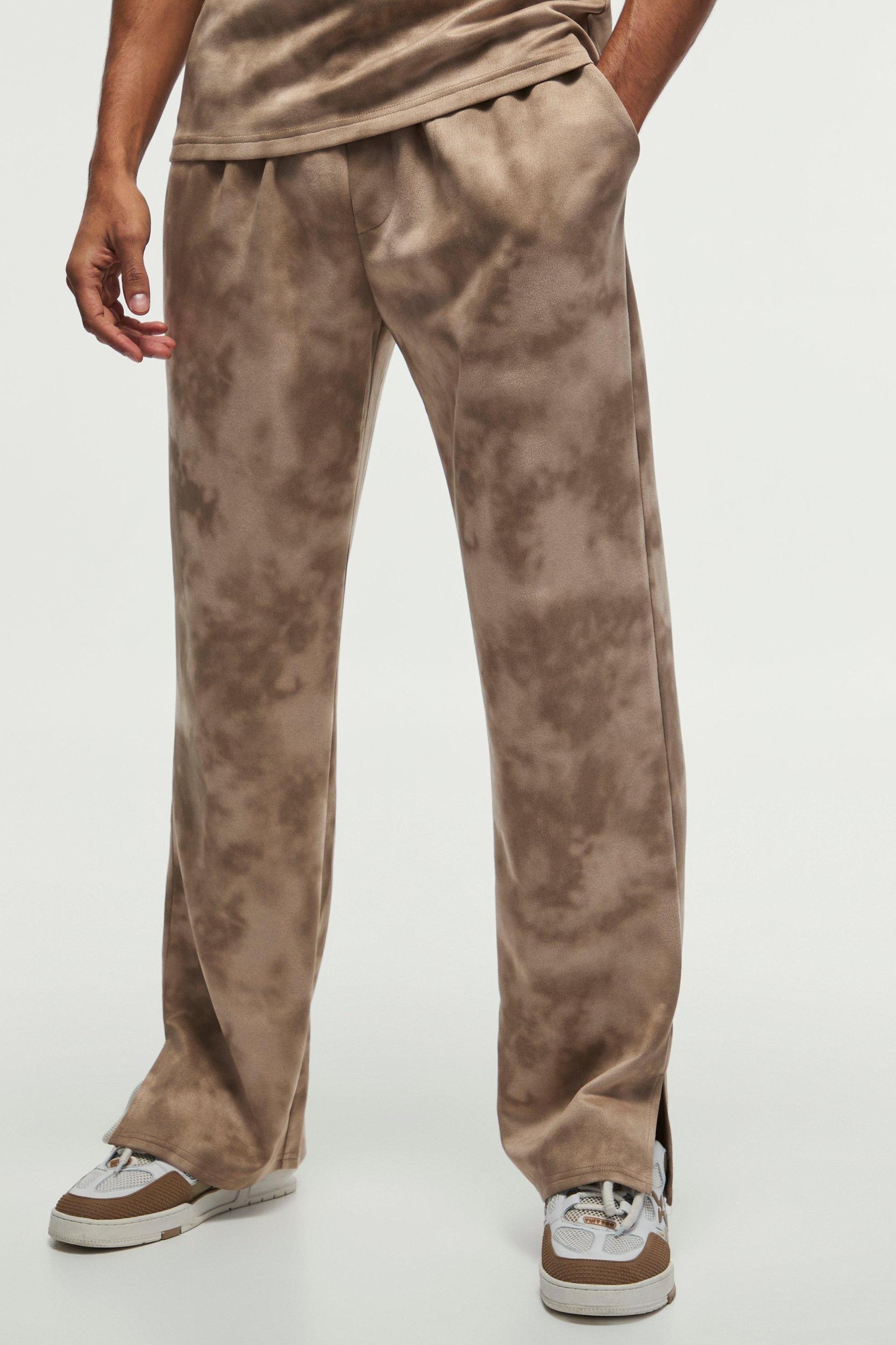 Mens Grey Regular Fit Suede Super Heavy Textured Jogger, Grey Product Image