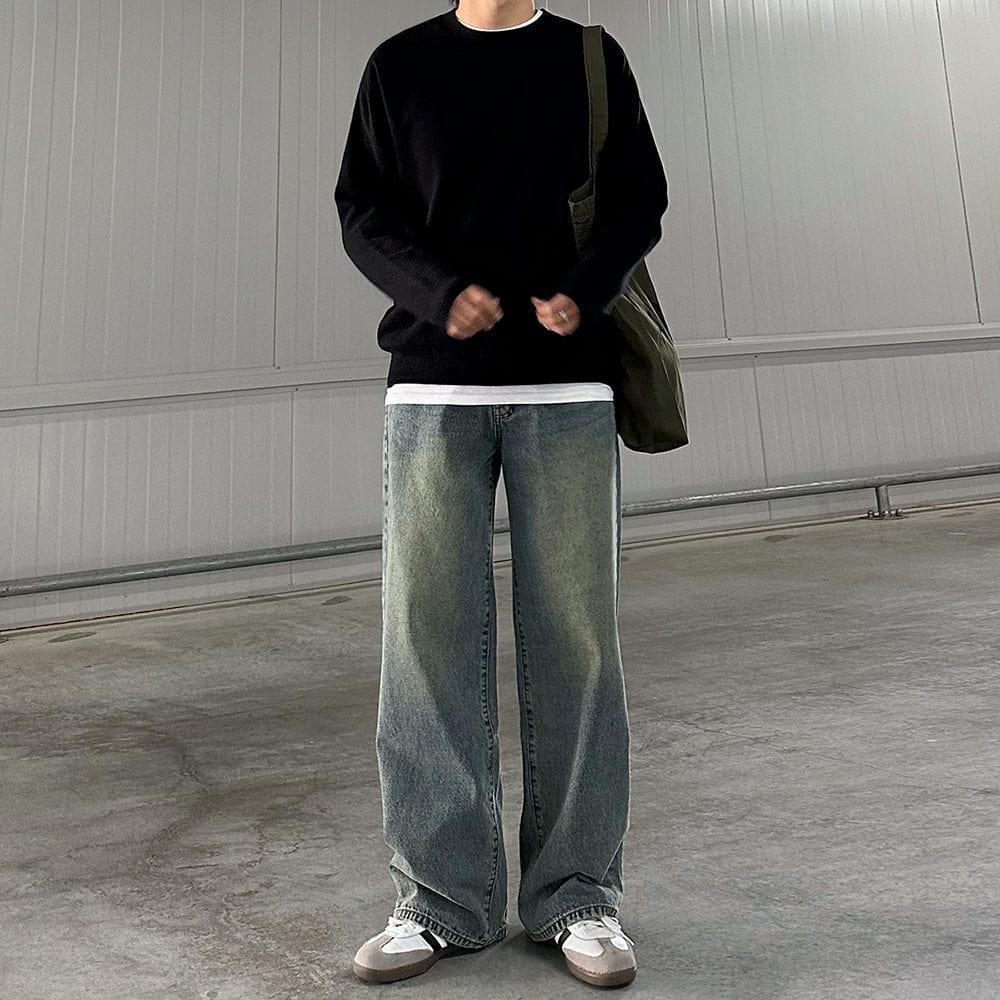RT No. 9405 DENIM WIDE STRAIGHT JEANS Product Image