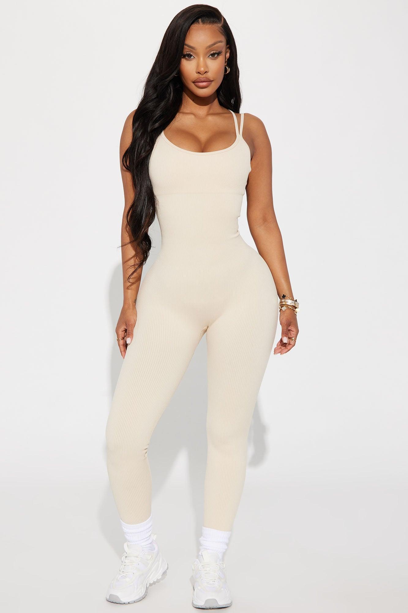 Effortless Joyce Ribbed Seamless Jumpsuit - Sand Product Image