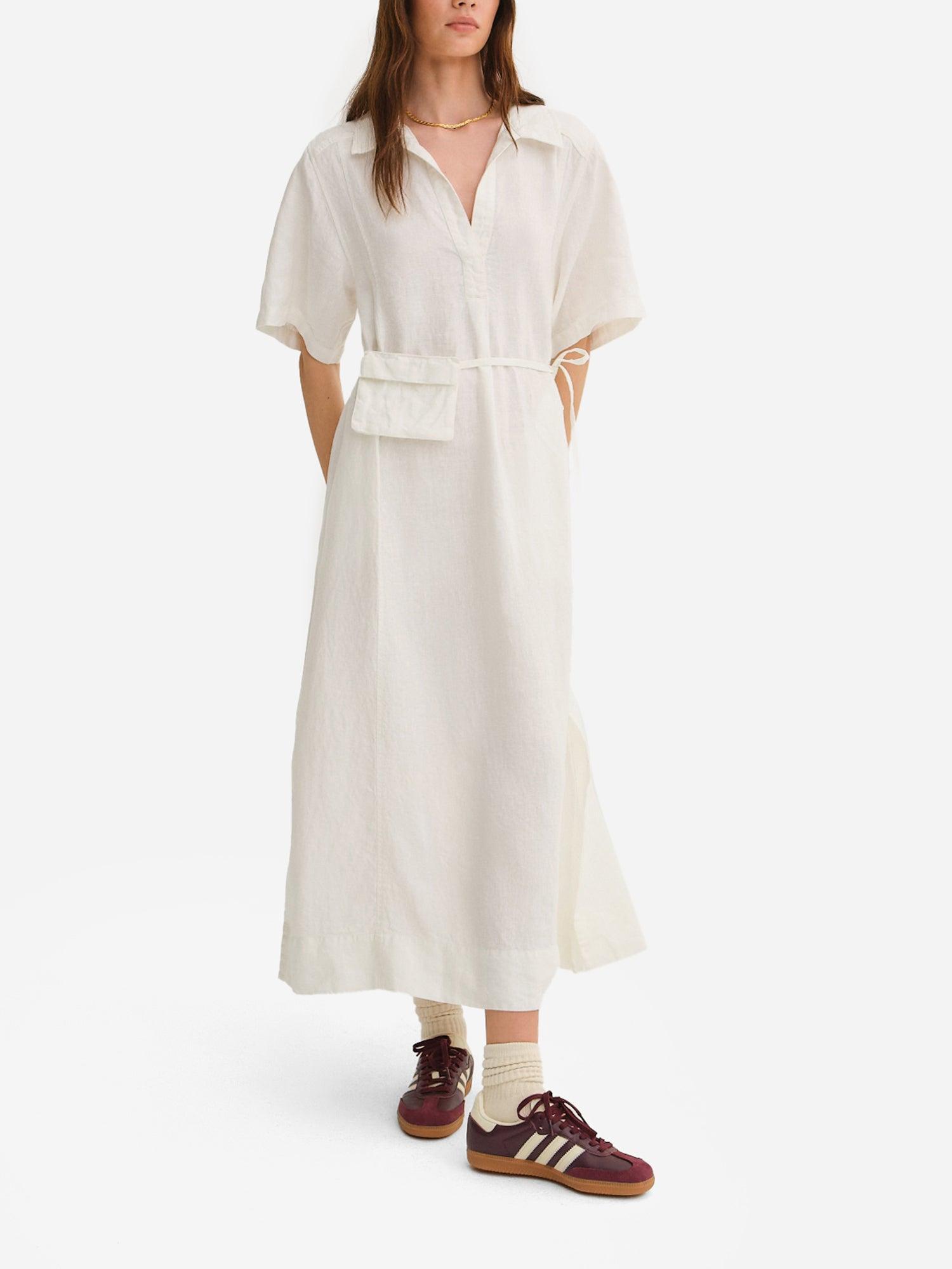 Organic Linen Belt Maxi Dress Female Product Image