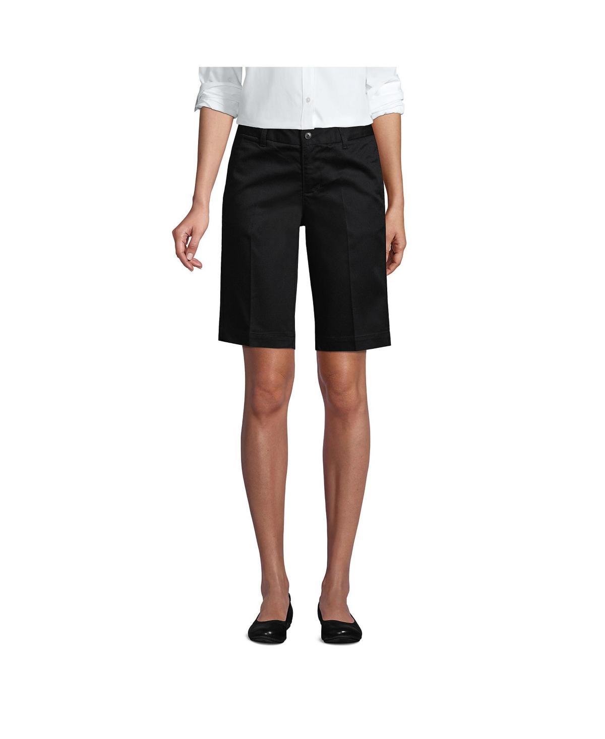 Women's Lands' End Front Blend Chino Shorts, Size: 8, Black Product Image