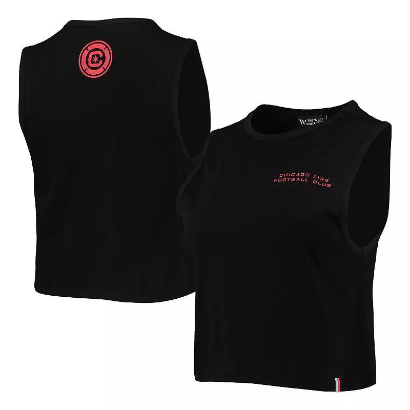 Women's The Wild Collective Black Chicago Fire Crop Muscle Tri-Blend Tank Top, Size: Medium, Cfs Black Product Image