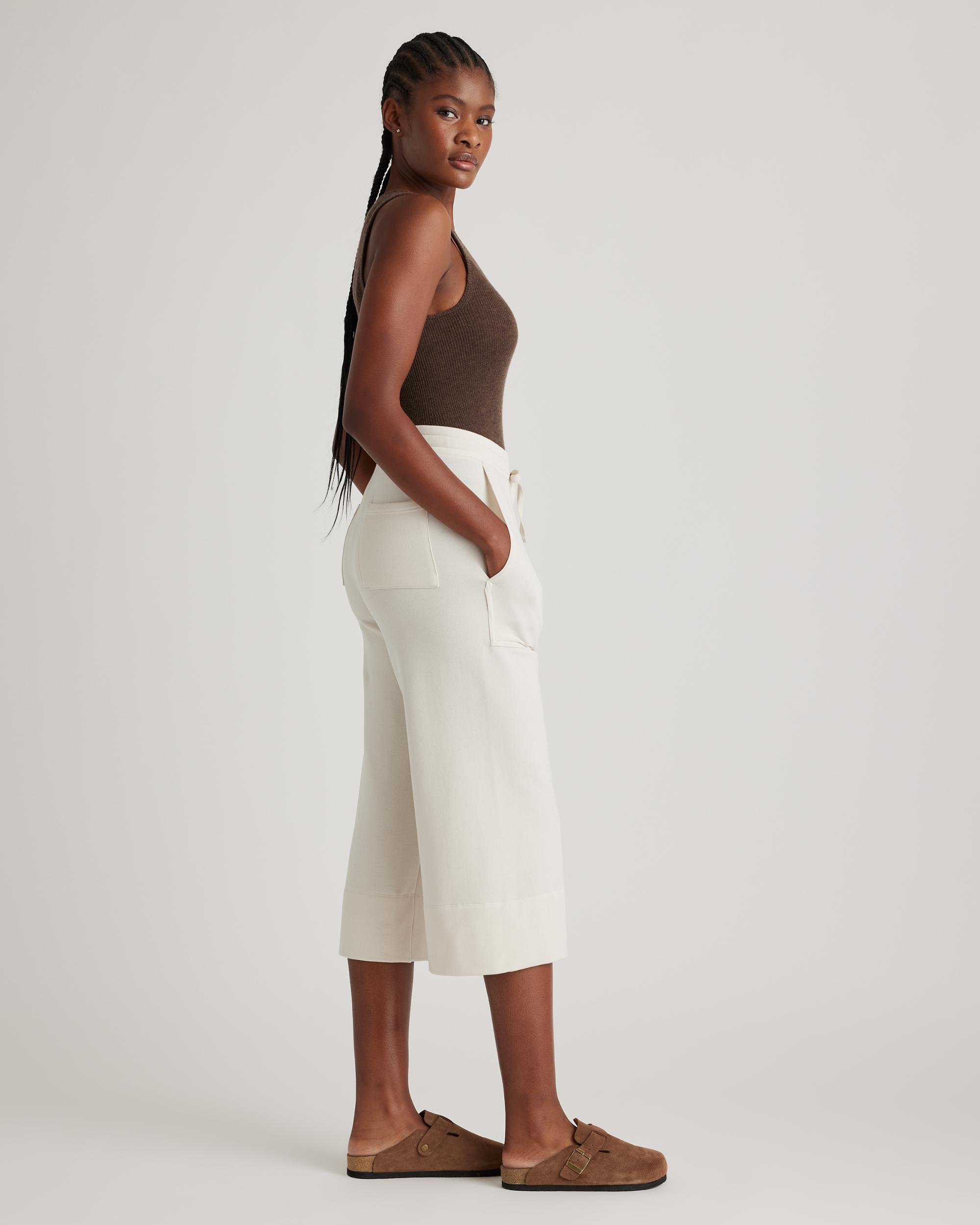 Quince | Women's SuperSoft Fleece Cropped Wide Leg Pants Lenzing Modal Product Image