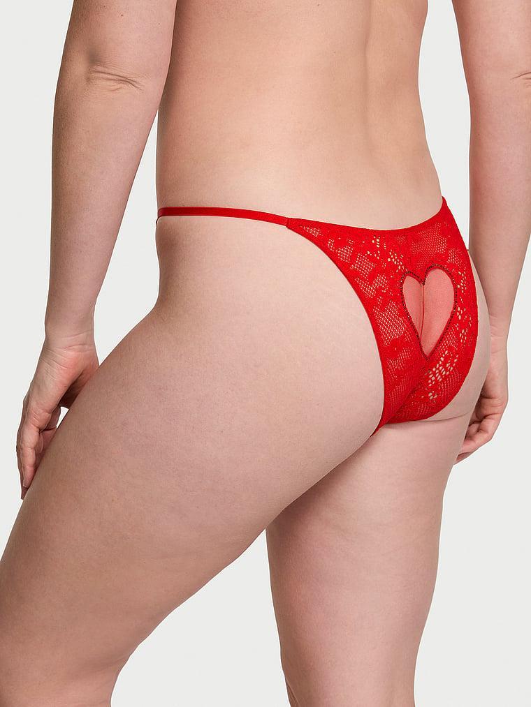 Lace Rhinestone Heart Hardware Brazilian Panty Product Image