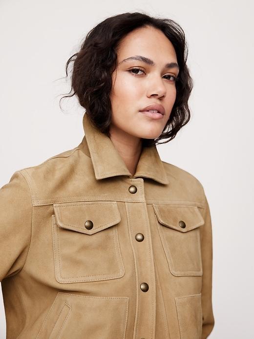 Relaxed Suede Trucker Jacket Product Image