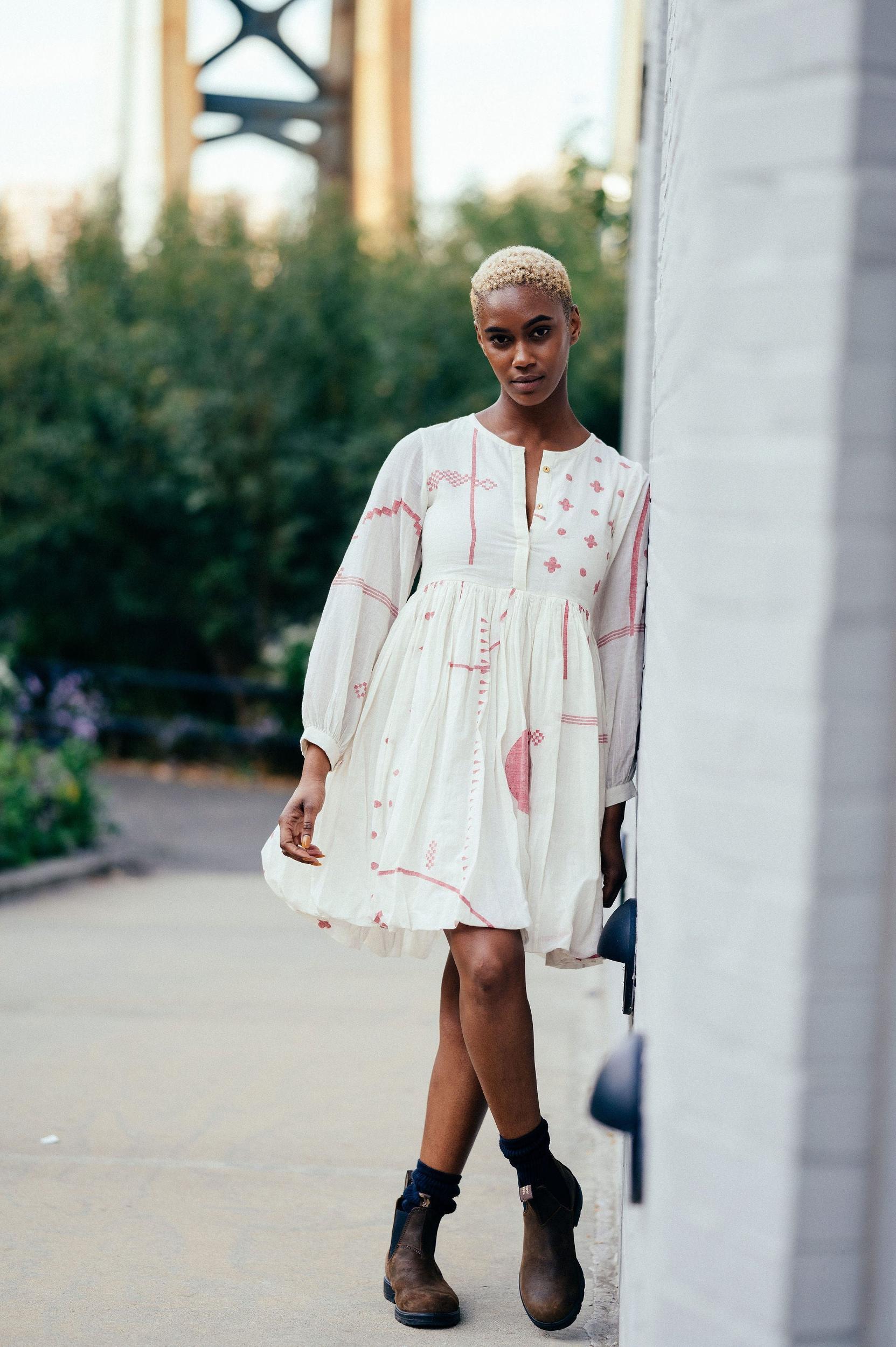 Fit and flare gathered dress Product Image