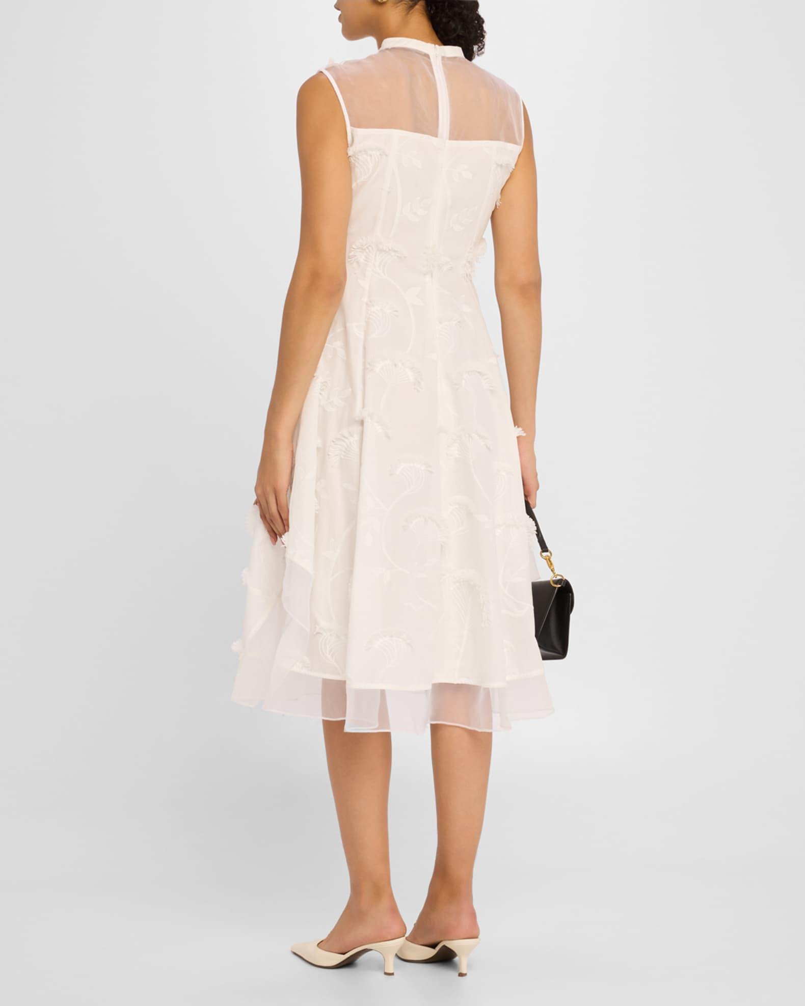 Embroidered Organza Sleeveless Midi Dress Product Image