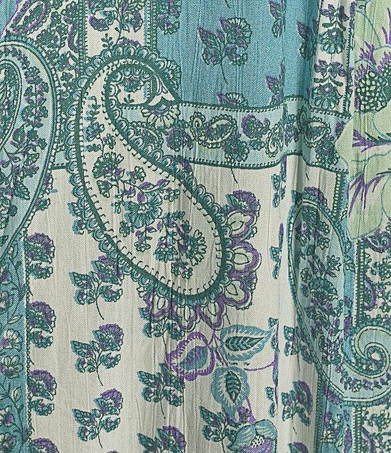 Angie Patch Print Spaghetti Strap Racer Back Ruffle Front Midi Dress Product Image