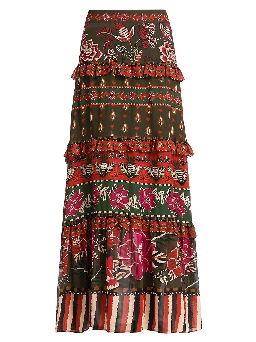 Womens Ainika Floral Tiered Maxi Skirt Product Image