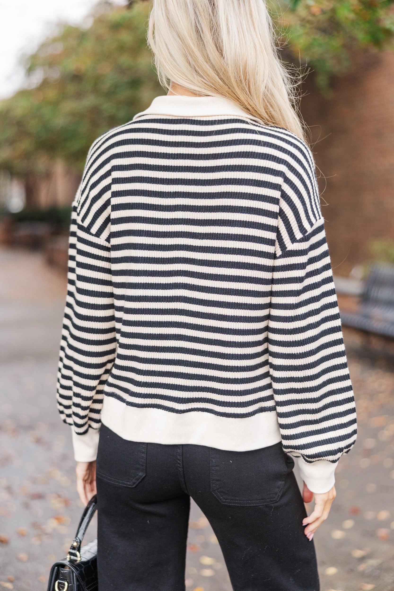 Get Going Black Striped Sweater Female Product Image