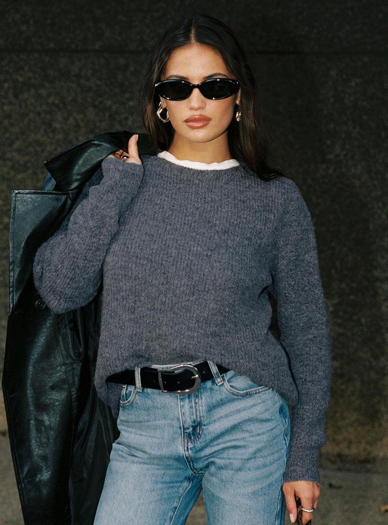 Abrams Rib Knit Crew Sweater Charcoal Marle Product Image
