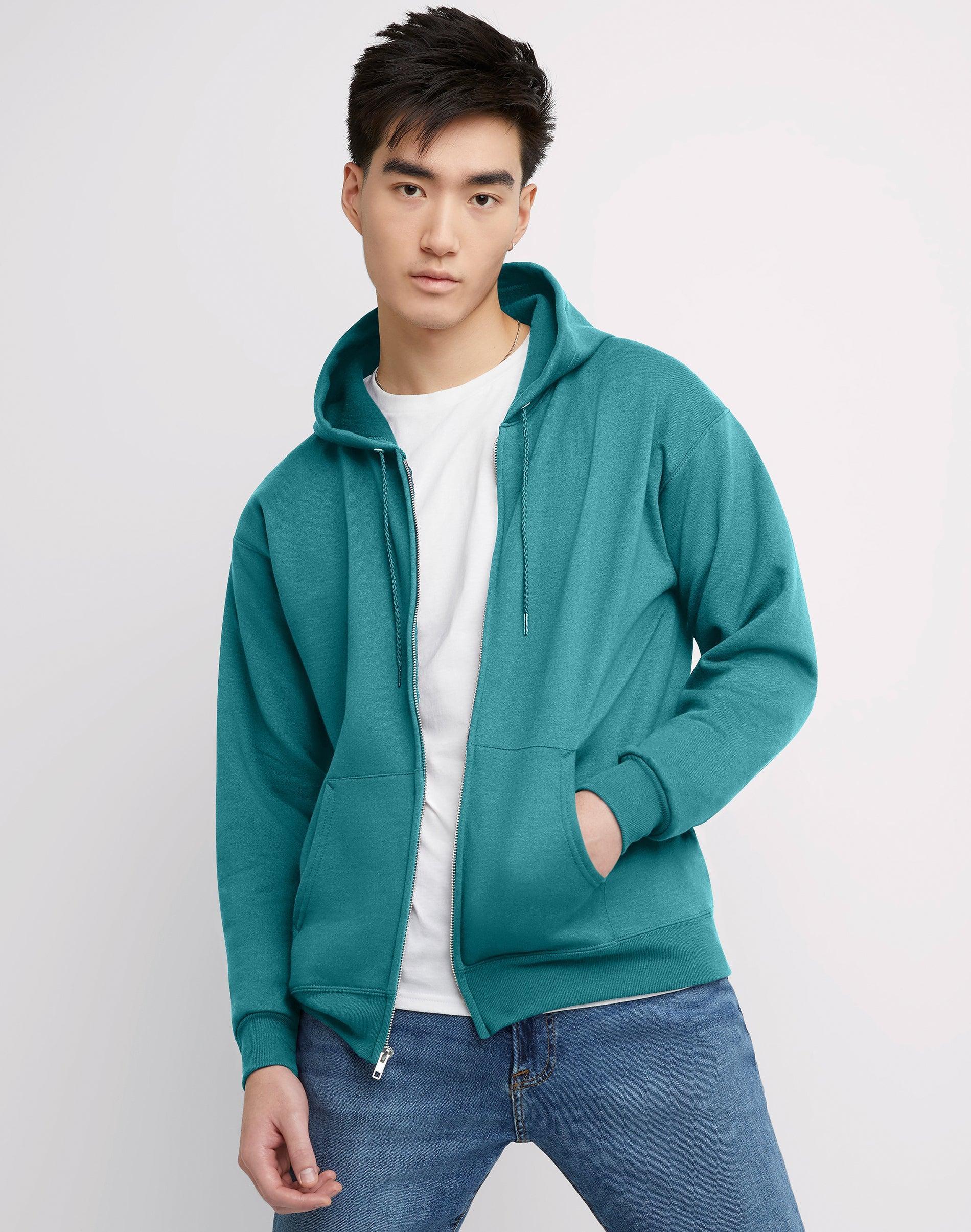 Men's Hanes® EcoSmart Fleece Full-Zip Hooded Jacket, Size: Large, Deep Royal1 Product Image