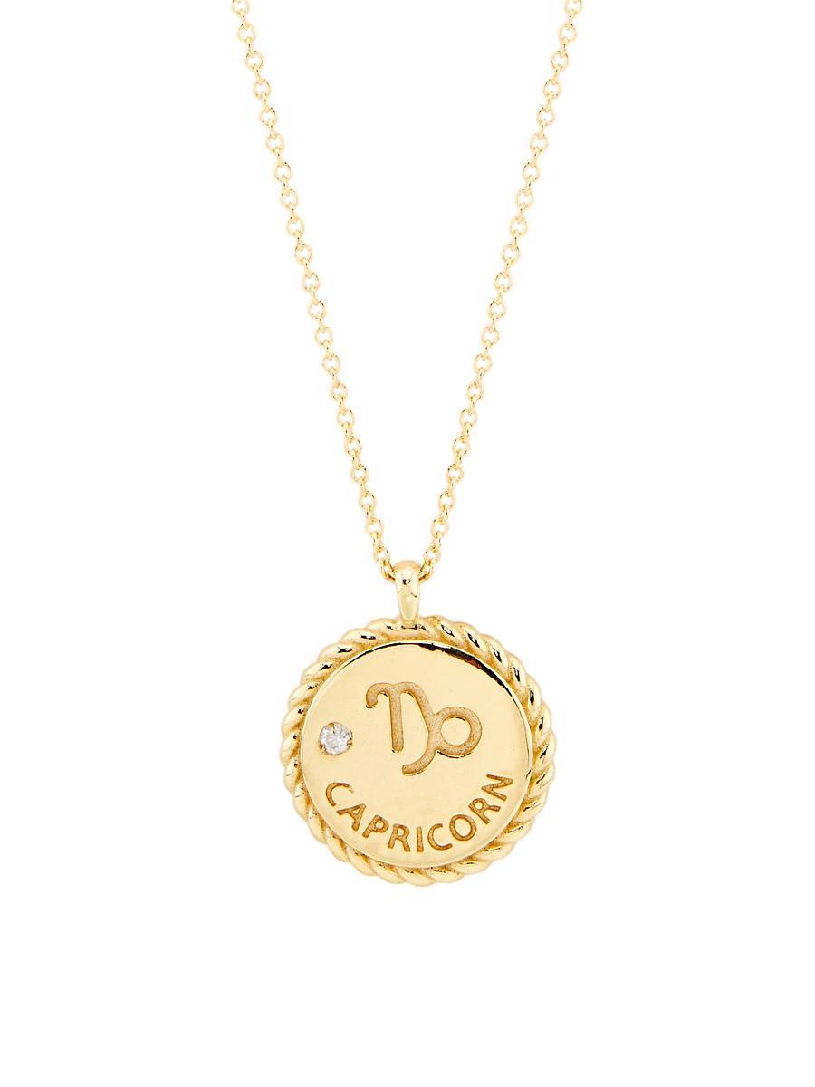 Womens 14K Gold & Diamond Star Sign Pendant Necklace Product Image