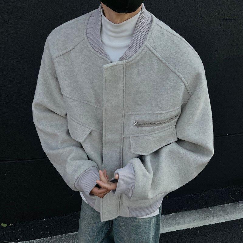 Plain Panel Zip Baseball Jacket Product Image