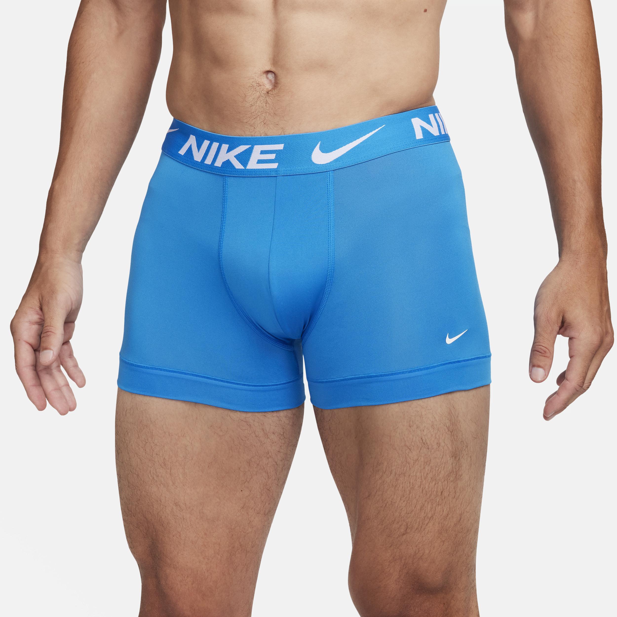 Men's Nike Dri-FIT Essential 3-pack Microfiber Trunks, Size: Medium, Nike Logo Grey Black Product Image