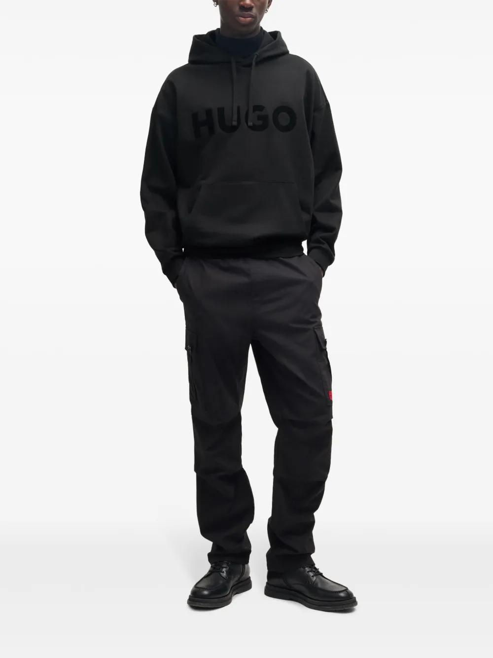 HUGO BOSS Oversize-fit Hoodie In Cotton Terry With Tonal Logo In Black Product Image