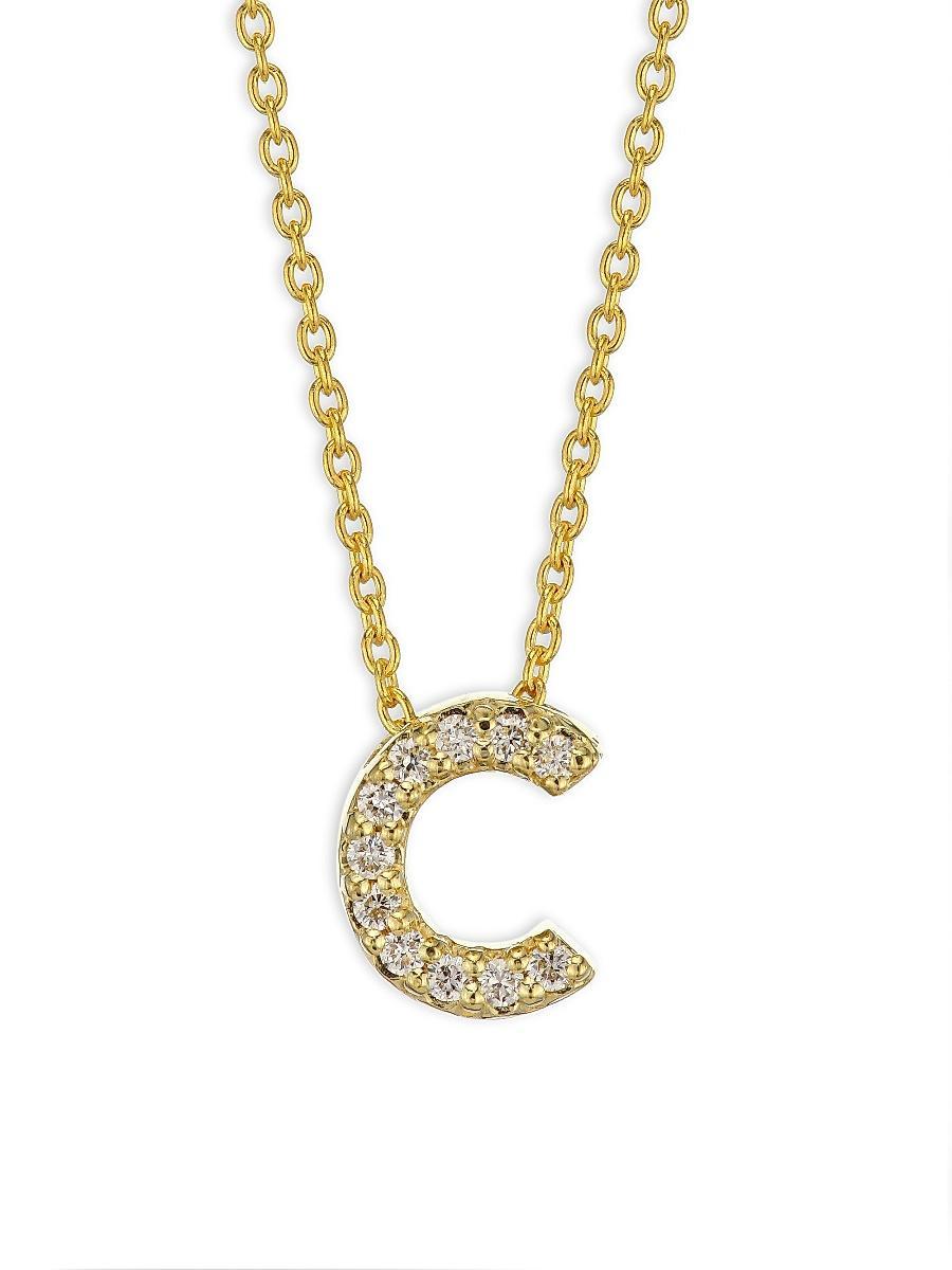 Womens Tiny Treasures Diamond & 18K Yellow Gold Initial Necklace Product Image