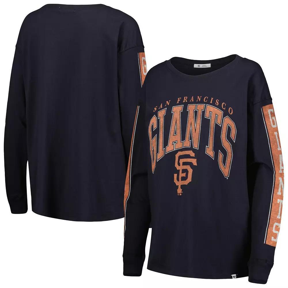 Women's '47 Black San Francisco Giants Statement Long Sleeve T-Shirt, Size: Large Product Image