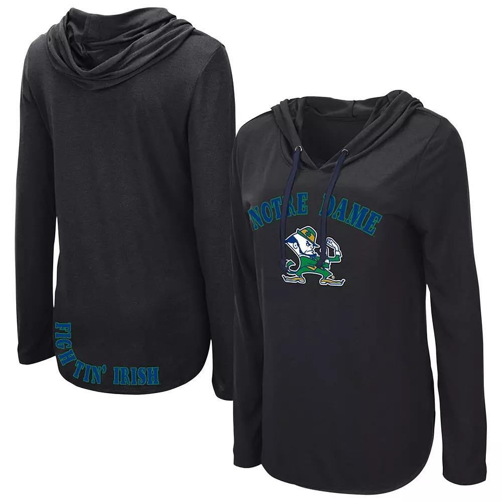 Women's Colosseum Black Notre Dame Fighting Irish My Lover Lightweight Hooded Long Sleeve T-Shirt, Size: Small Product Image