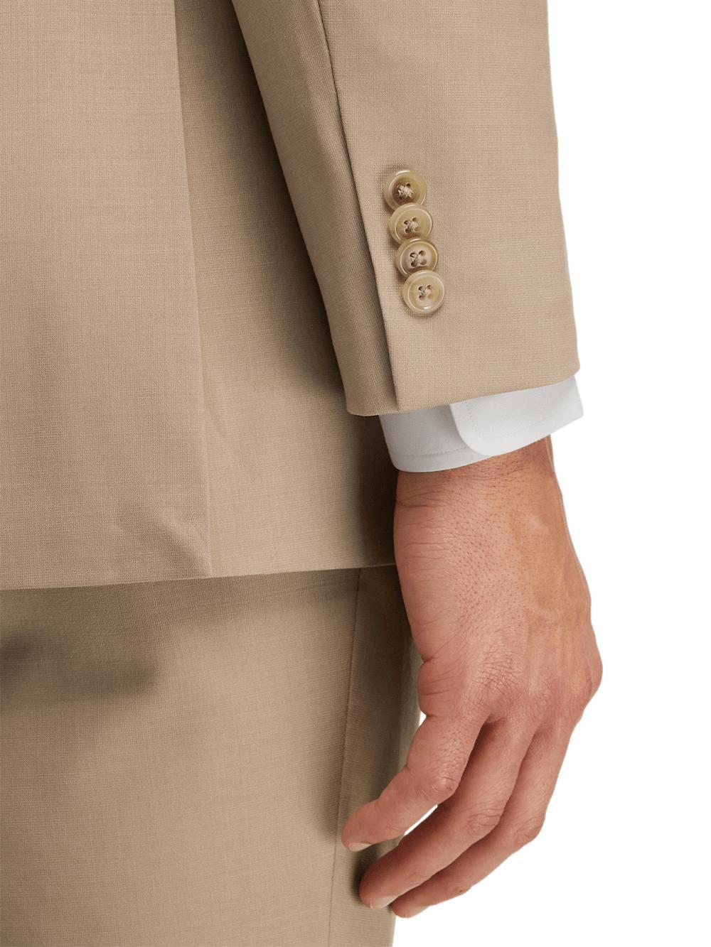 Wool Sstretch Bengaline Peak Lapel Suit - Light Tan Product Image