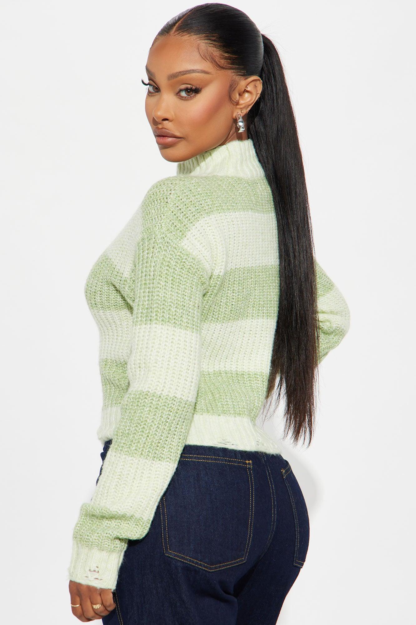 Seeing Things Striped Sweater - Green/combo Product Image