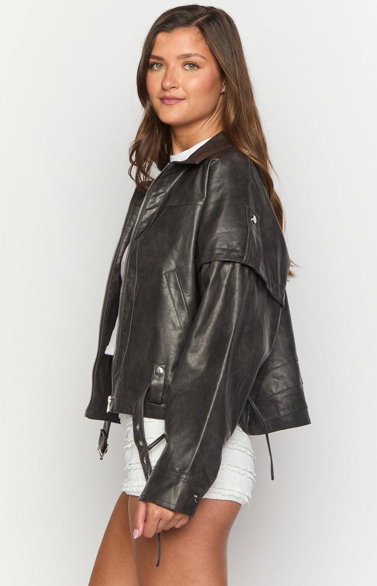 Jessica Anne PU Washed Black Jacket Girls Product Image