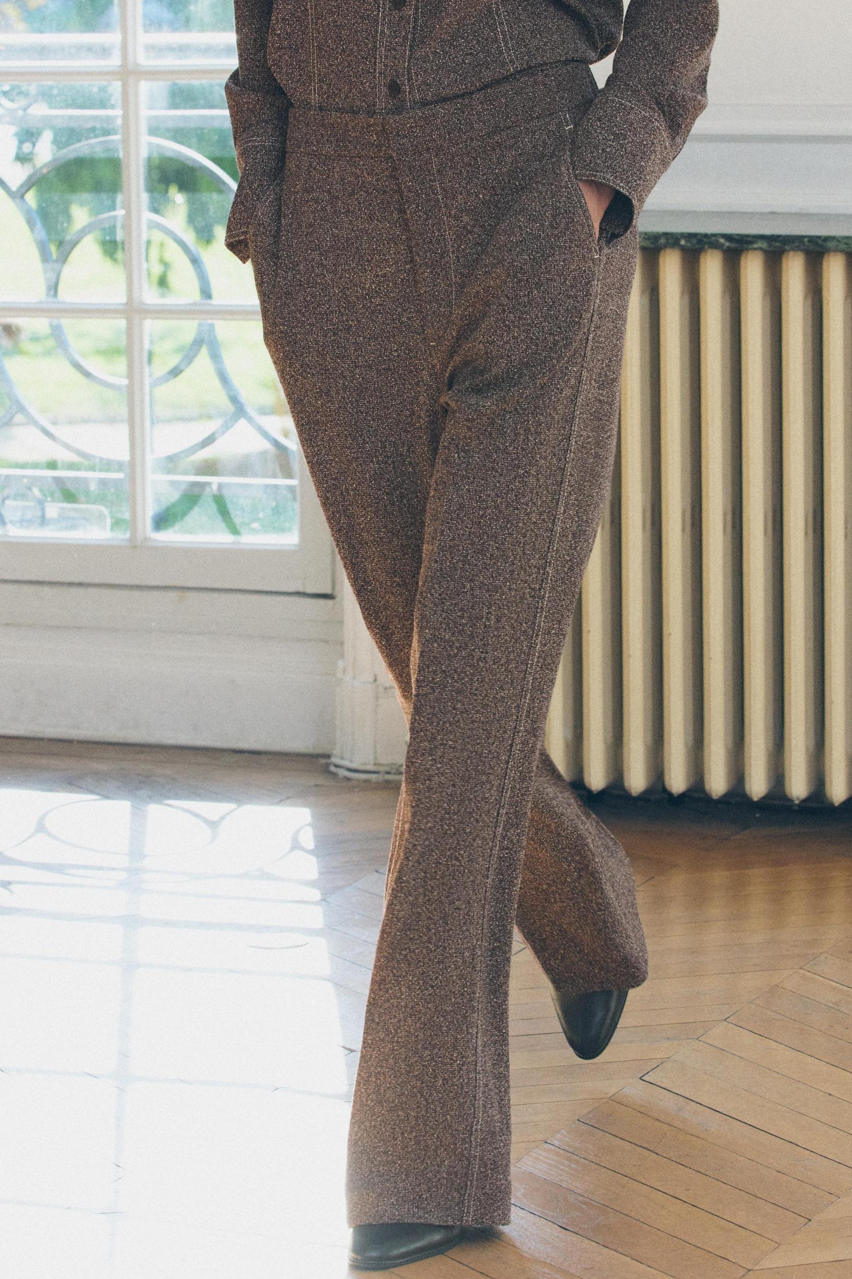 STRAIGHT LEG PANTS WITH TOPSTITCHING ZW COLLECTION Product Image