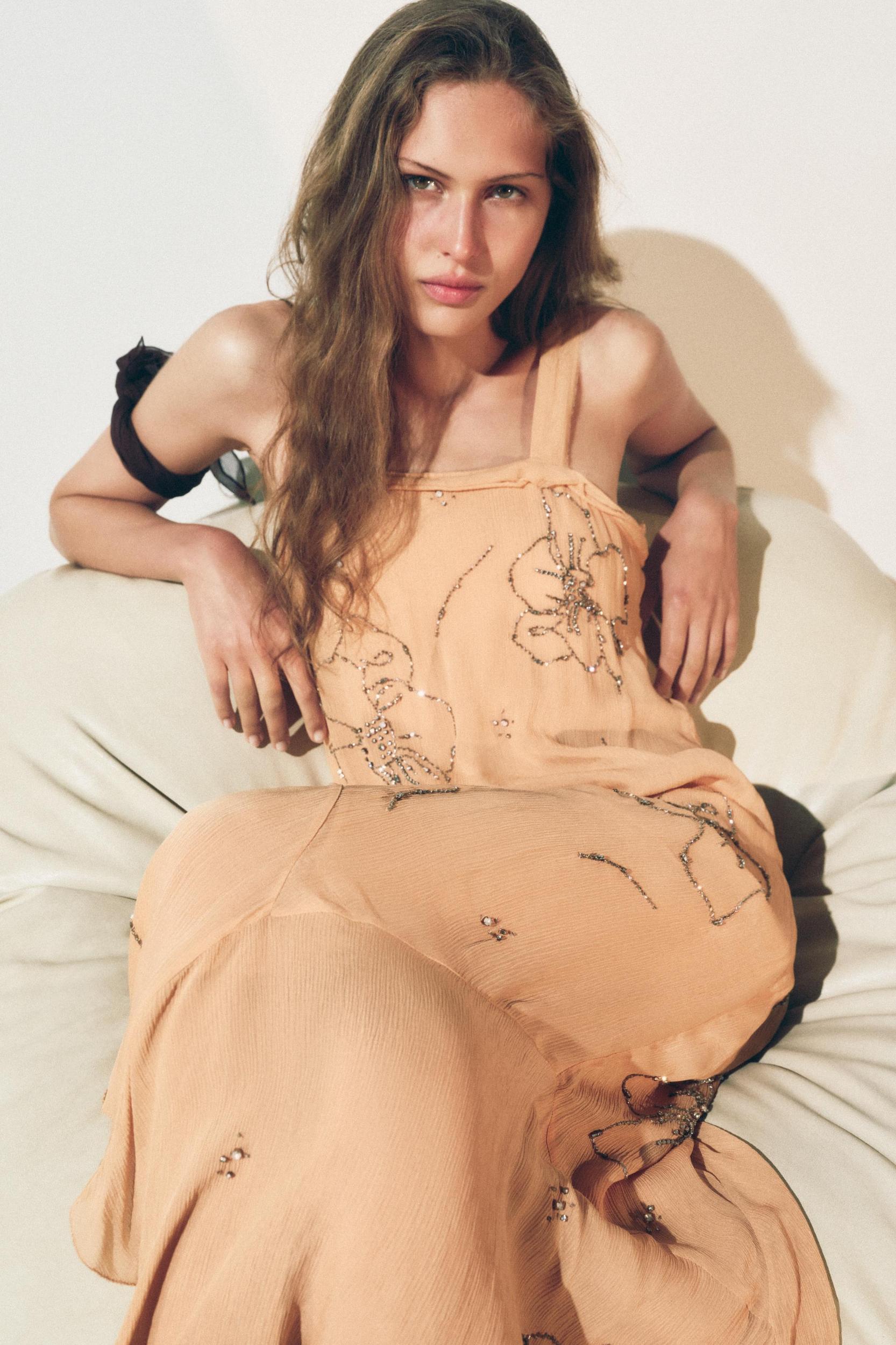 EMBROIDERED STRAPPY DRESS ZW COLLECTION Product Image