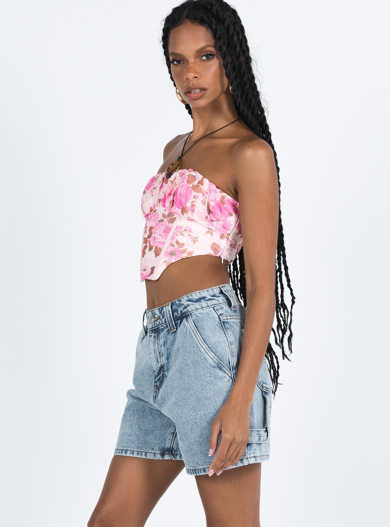 Lou Carpenter Denim Shorts Light Wash Lower Impact Product Image
