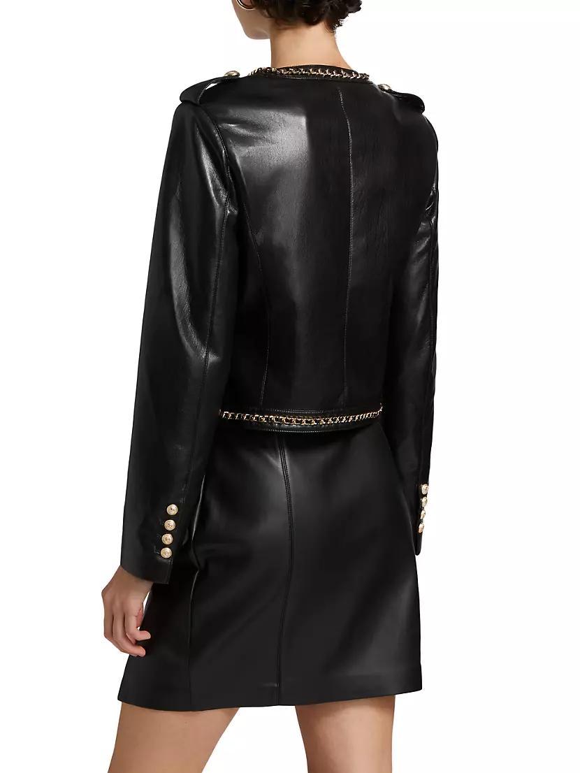 Jemmy Chain-Accented Faux Leather Jacket Product Image