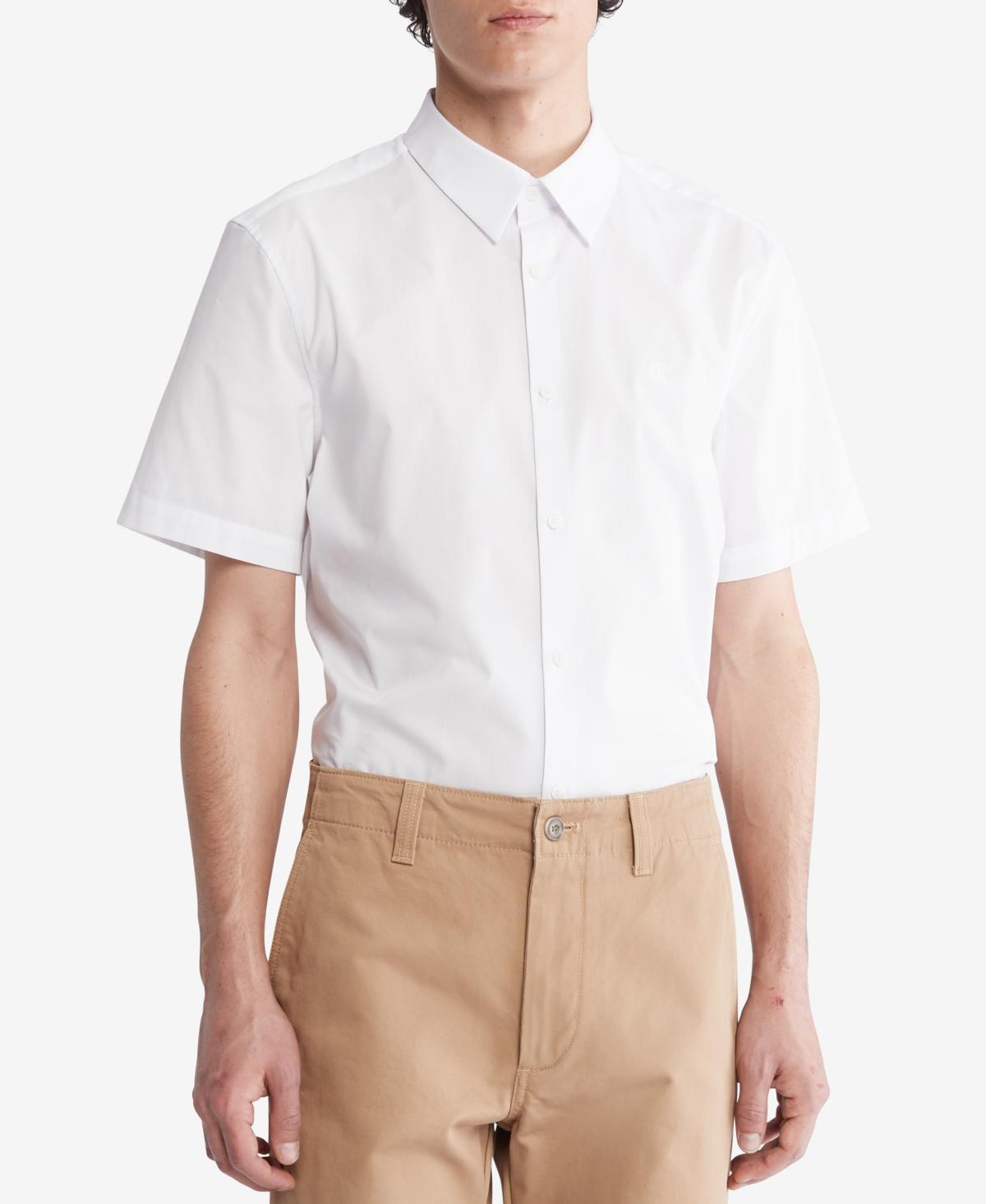 Calvin Klein Men's Cotton Stretch Slim Button-Down Shirt - Black - S Product Image