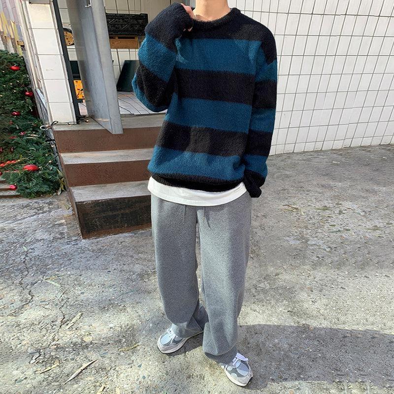RT No. 3404 BLUE STRIPED KNITTED SWEATER Product Image