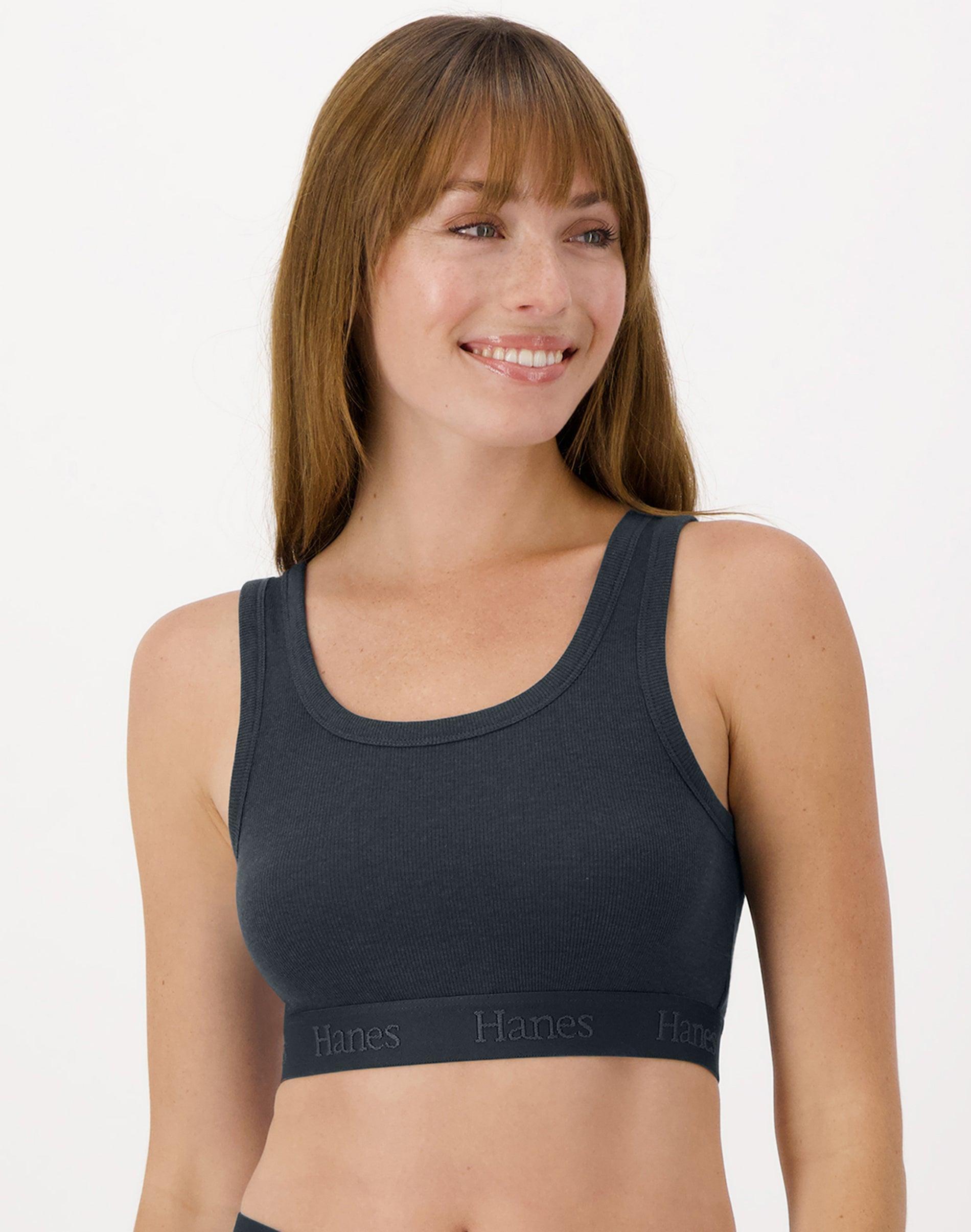 Hanes Originals Womens SuperSoft Comfywear Rib Banded Crop Top Pearl 2XL Product Image