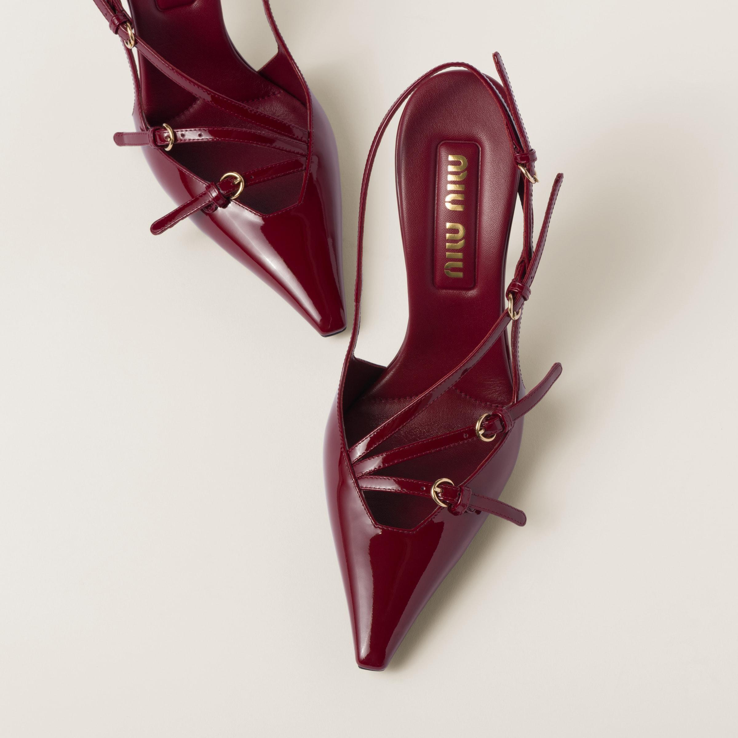 MIU MIU Slingback Deep Purple In Patent Leather With Buckles Women In Burgundy Product Image