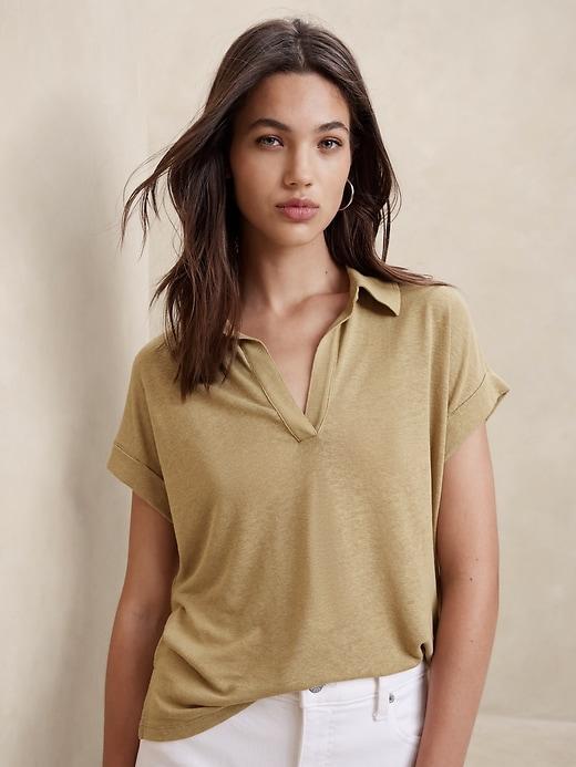 Linen-Blend Polo Product Image