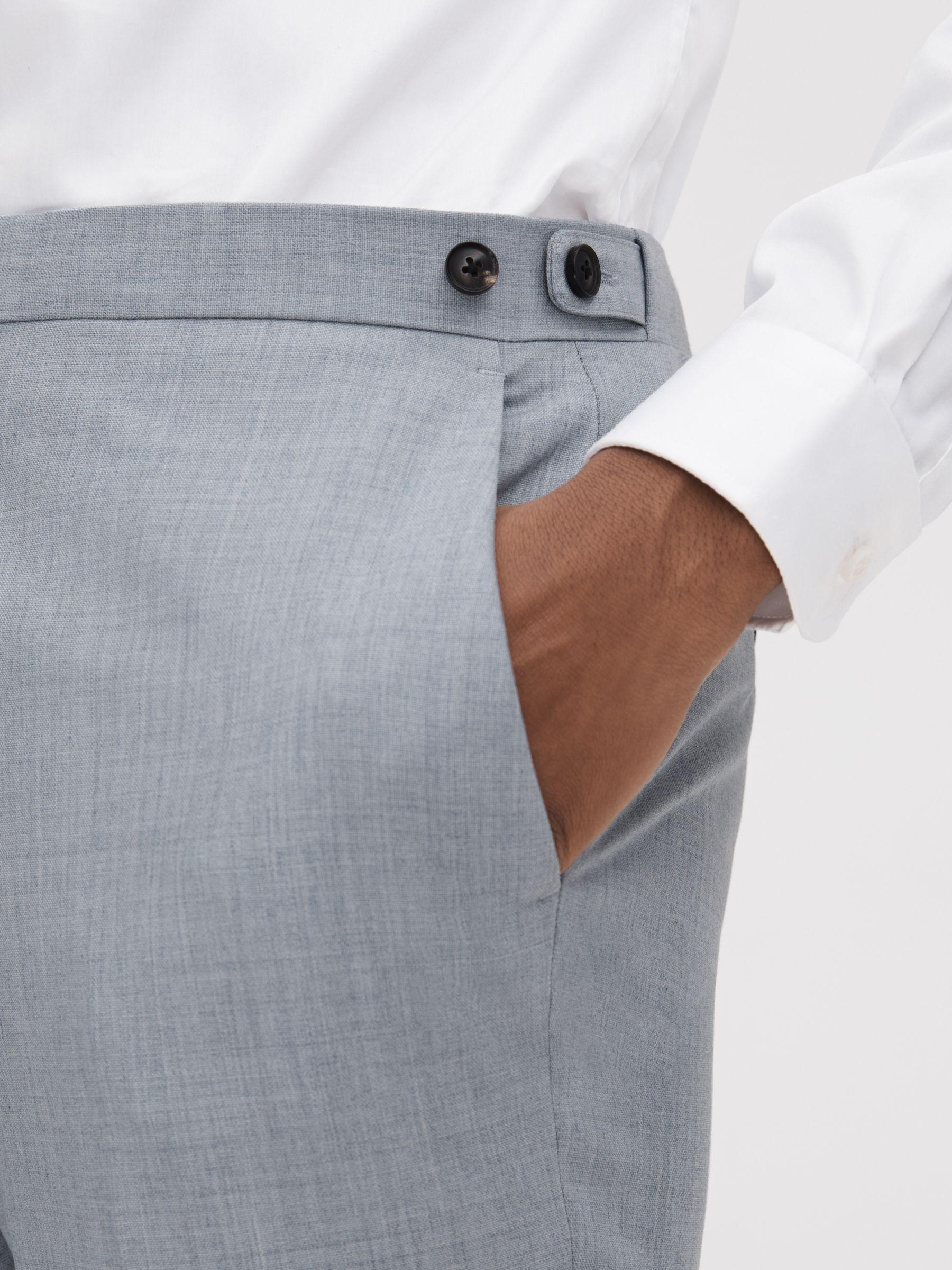 Slim Fit Wool Adjuster Trousers in Soft Blue Product Image