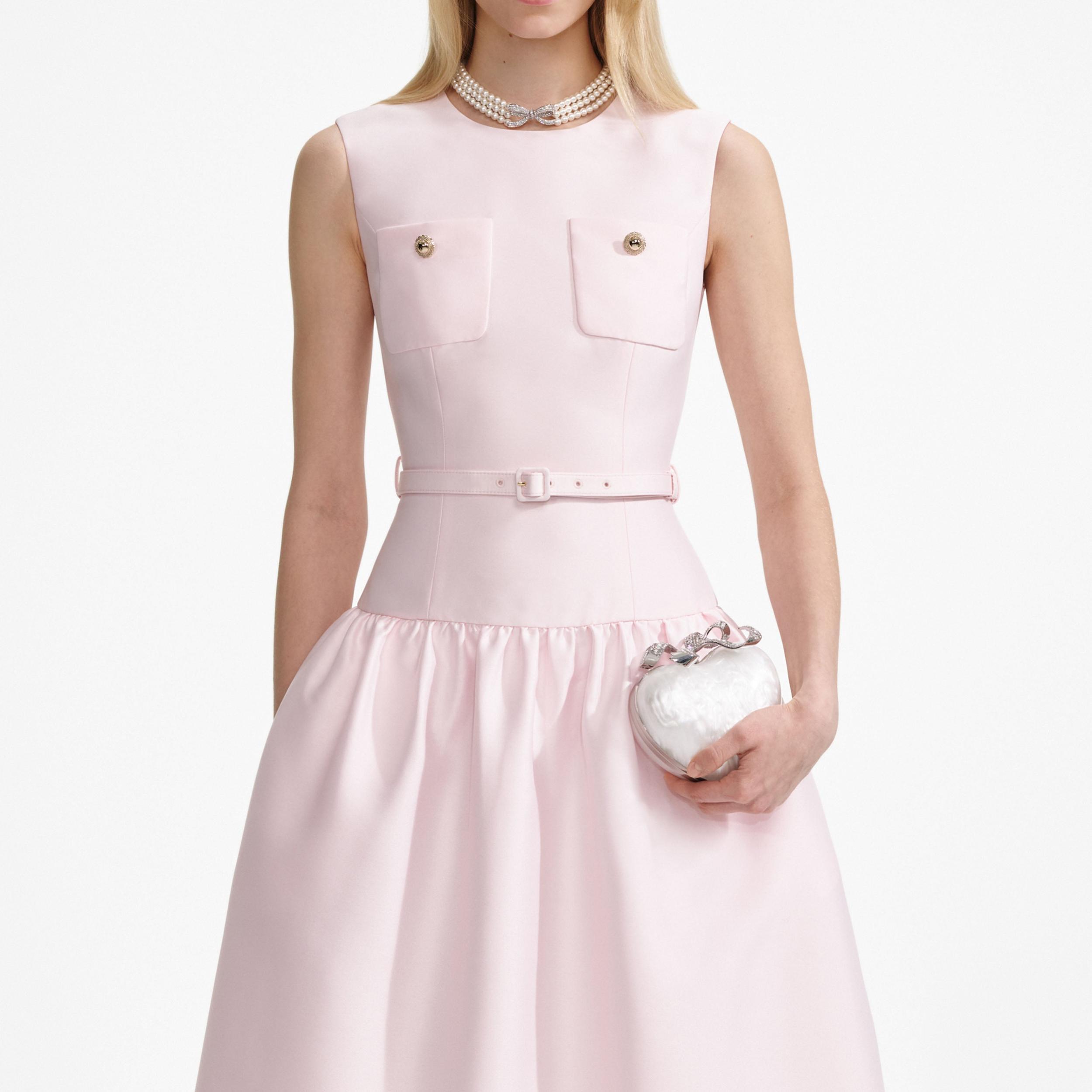 Pink Taffeta Midi Dress Product Image