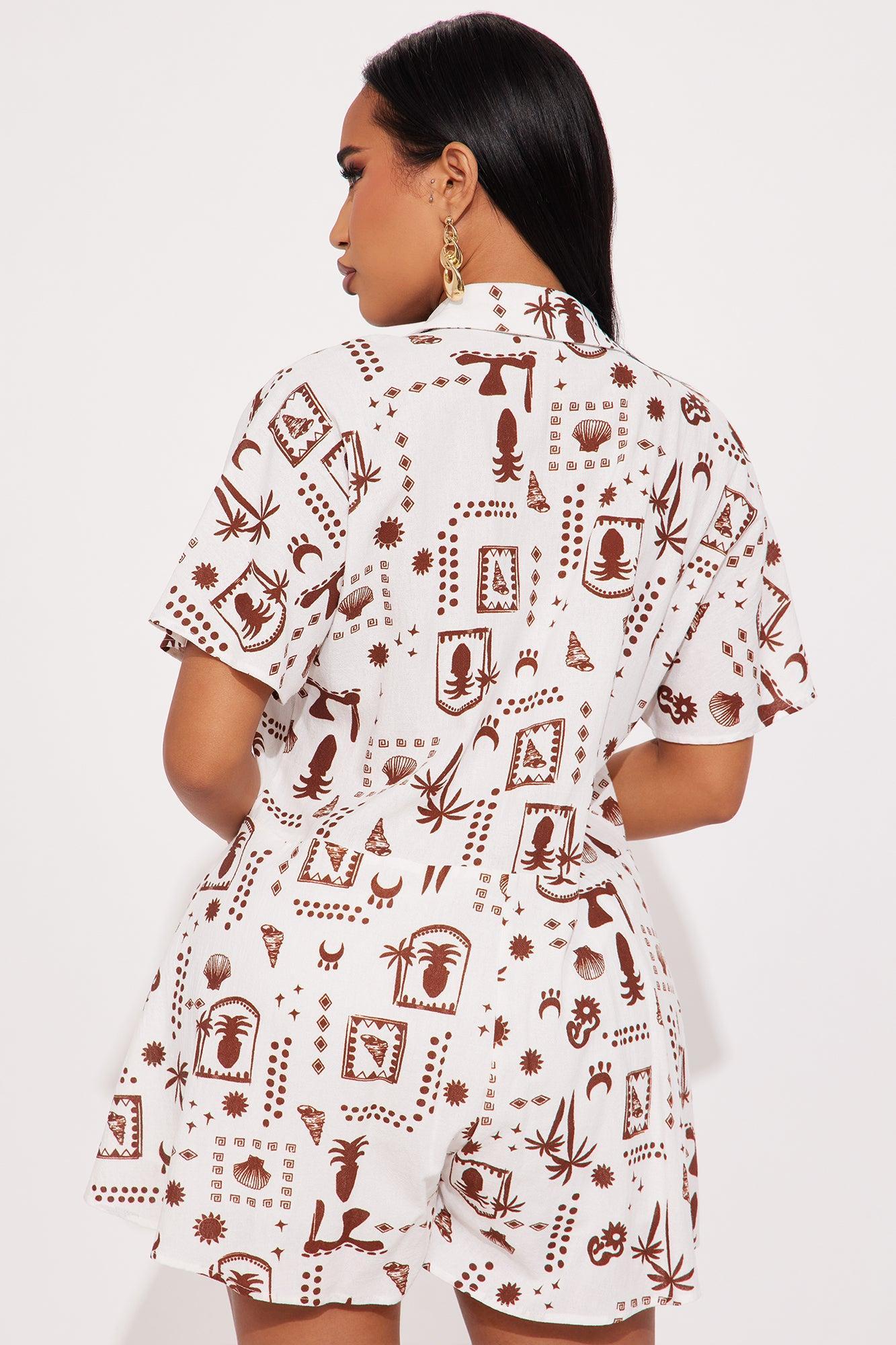 When In Rome Oversize Romper - White/combo Product Image