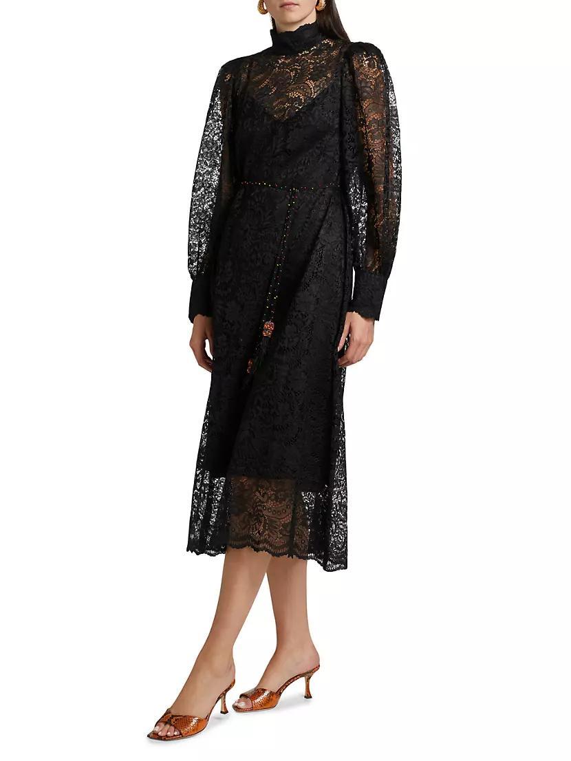 Lace Tie-Waist Midi-Dress Product Image