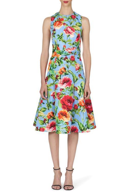 Floral-Print Midi Dress with Twist Waistband Product Image