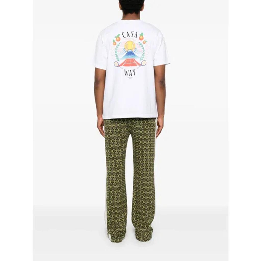 CASABLANCA T-shirt Girocollo Con Logo Sul Fronte In Cotone Bianca Uomo In Neutral Product Image