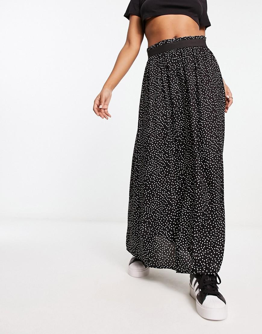 Only pleated midi skirt in black spot print  Product Image