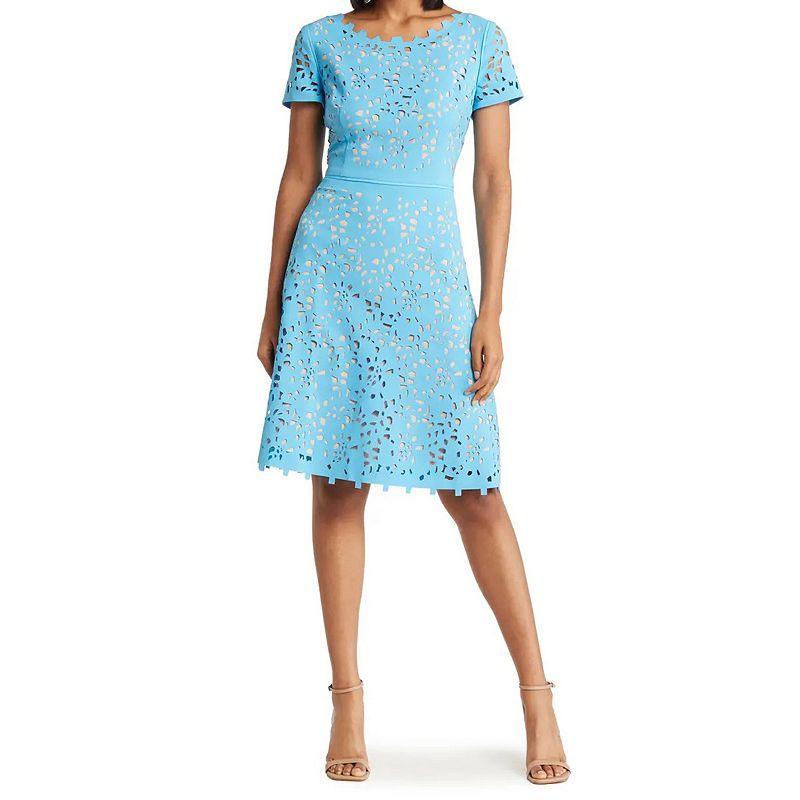Women's Focus By Shani Cutout Fit & Flare Dress, Size: 2, Green Beige Product Image